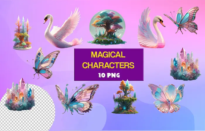 Magical character 3D model pack illustration